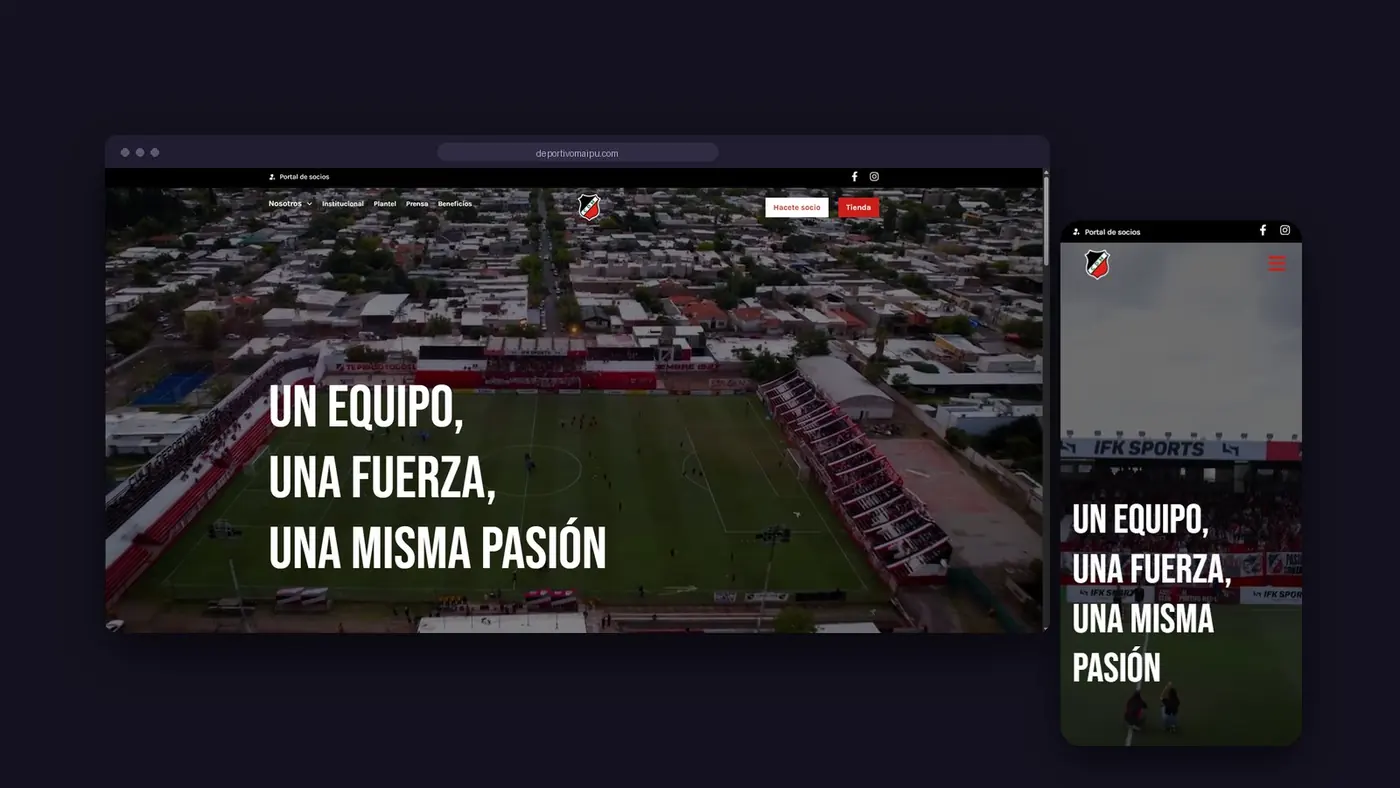 Sitio del Club Deportivo Maipú en escritorio y celular